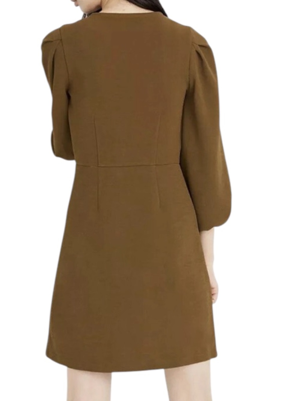 Madewell Texture & Threads Crepe Ballon Sleeve Dress - Olive Size XS - Picture 2 of 9